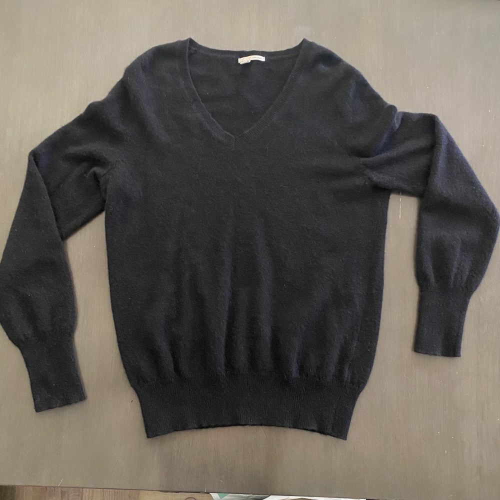 Halogen Womens Black 100% Cashmere V-Neck Sweater Size Large Petite